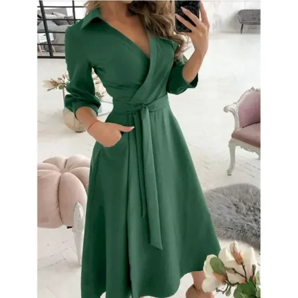 Women's Midi Dress Blazer Dress Sheath Dress Wrap Dress A Line Dress Party Cocktail Semi Formal Vacation Party Wedding Guest Regular Fit Long Sleeve V - Image 4