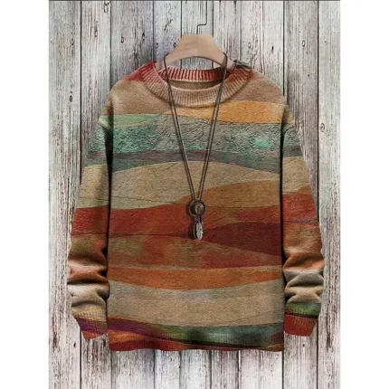 Women's Sweater Casual Soft Graphic Color Block Ribbed Crew Neck Knitted Print Long Sleeve Regular Tops Knit Outdoor Daily Weekend Red Royal Blue Fall - Image 5