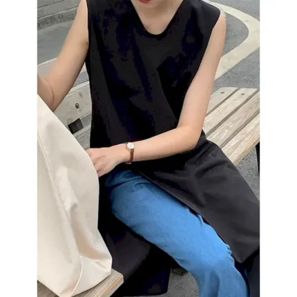Women's Normal Midi Dress Linen Dress Stylish Casual Daily Beach Regular Fit Plain Sleeveless V Neck Black Apricot Summer 2025 - Image 5