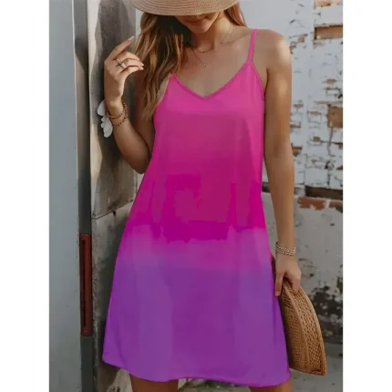 Women's Mini Dress Petite Dress Sundress Summer Dress Slip Dress Tropical Hawaiian Sexy Vacation Beach Swimming Regular Fit Ombre Color Gradient Sleev - Image 5