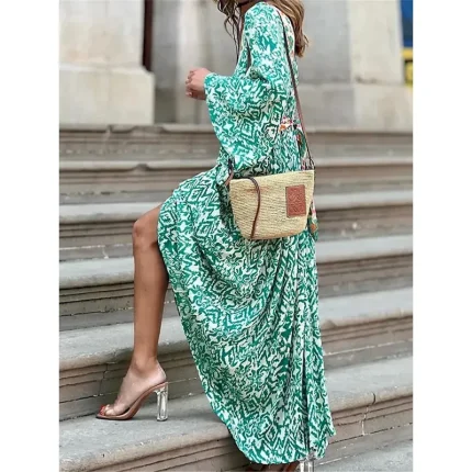 Women's Long Dress Maxi Dress Casual Dress Boho Chic Dresses Boho Dress Bohemia Ethnic A Line Vacation Street Holiday Loose Fit Geometric Color Block - Image 4