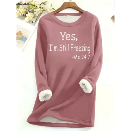 Women's Sweatshirt Pullover Fleece Lined Warm Pajamas Sherpa Letter Street Casual Fuzzy Comfrt Round Neck Long Sleeve Top Micro-elastic Fall & Winter
