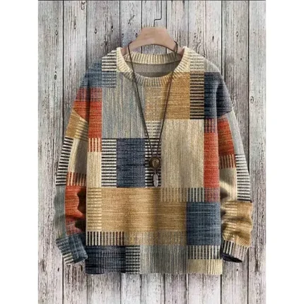 Women's Sweater Casual Soft Graphic Color Block Ribbed Crew Neck Knitted Print Long Sleeve Regular Tops Knit Outdoor Daily Weekend Red Royal Blue Fall - Image 2