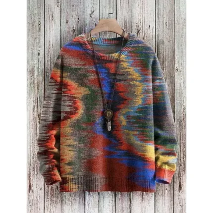 Women's Sweater Casual Soft Graphic Color Block Ribbed Crew Neck Knitted Print Long Sleeve Regular Tops Knit Outdoor Daily Weekend Red Royal Blue Fall